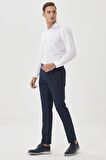 Erkek Lacivert Regular Fit Normal Kesim Yan Cepli Esnek Pantolon