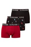 Erkek Siyah - Bordo - Baskılı 3 lü Boxer