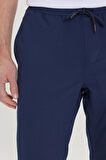 Erkek Lacivert Slim Fit Rahat Kesim Beli Bağlamalı Yan Cepli Jogger Pantolon