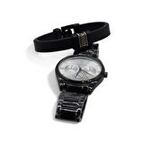 S Polo Erkek Saat Bileklik  Kombin Set Kutu Stil-2 Siyah Renk