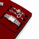 S Polo Kadın Saat Bileklik Kolye ve Küpe Hediyeli Kombin Set Kutu Gümüş Renk