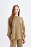 DeFacto Regular Fit Bisiklet Yaka Basic Düz Sweatshirt Tunik D4800AX24AUKH459