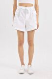DeFacto Paperbag Yüksek Bel Geniş Paça Poplin Şort C9234AX24SMWT34