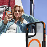 Apple iPhone 16 Pro Max Kılıf Magsafe Şarj Özellikli Military Airbag Şeritli Redclick Lamer Kapak