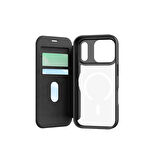Apple iPhone 17 Pro Max Kılıf M-Safe Şarj Özellikli Raptic Air Folio Şeffaf Kartlıklı Kapaklı Kılıf