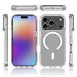 Apple iPhone 17 Pro Kılıf M-safe Şarj Özellikli Şeffaf Sert PC Redclick Embos Kapak