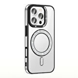 Apple iPhone 16 Pro Kılıf Pırlanta Taş Tasarımlı Magsafe Şarj Özellikli Redclick Karetta Silikon Kapak