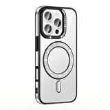 Apple iPhone 16 Pro Max Kılıf Pırlanta Taş Tasarımlı Magsafe Şarj Özellikli Redclick Karetta Silikon Kapak