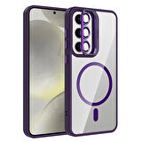 Galaxy S24 FE Kılıf Standlı ve Kamera Lens Hediyeli M-Safe Şarj Özellikli Redclick Etro Kapak