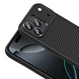 Apple Uyumlu iPhone 17 Pro Kılıf M-Safe Şarj Özellikli Karbon Fiber Görünümlü Redclick Truva Silikon Kapak