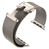 Apple Watch 7 45mm Watch 44mm Redclick KRD-121 Metal İnce Slim Hasır Kordon