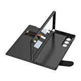 Galaxy Z Fold 6 Kılıf Karbon Fiber Tasarımlı Magnetik Tokalı Kartlıklı Redclick Kıpta Zegna Kapak