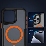 Apple iPhone 15 Pro Kılıf Magsafe Şarj Özellikli Renkli Military Airbag Şeritli Redclick Lamer Kapak