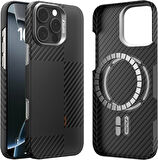 Apple iPhone 16 Pro Kılıf Magsafe Şarj Özellikli 600D Metal Kamera Çerçeveli Raptic Aramid Fiber Croxx Mondrian Serisi Kapak