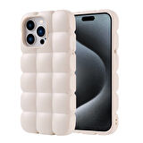 iPhone 15 Pro Max Kılıf Kabarcık Tasarımlı Esnek Parlak Dom Dom Silikon Kapak