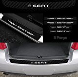 Seat Ateca İçin Uyumlu Aksesuar Oto Bağaj Ve Kapı Eşiği Sticker Set Karbon