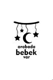 Arabada Bebek Var Ay Yıldızlı Oto Sticker Siyah 10 x 14 cm