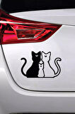 Kedi Ailesi Sticker Oto Motor Laptop Duvar Folyo Sticker 15 X 9 Cm
