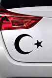 Ay Yıldız Sticker Oto Motor Laptop Duvar Folyo Sticker 60 X 42 Cm