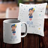 Başak Tasarımlı Sevimli Kupa ve Yastık Kılıfı Seti