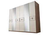 Ay Işığı 6 Kapaklı Aynalı Elbise Dolabı Gardrop 237x60x214 