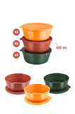 6 Adet Kapaklı Kahvaltılık Saklama Kabı 400 ml, Çok Amaçlı Yuvarlak Kase Çerezlik Set (6x400ml)