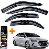 Hyundai Elantra Mügen Cam Rüzgarlığı 2016-2020 Arası 4 Lü Takım +500ml Lastik Parlatıcı