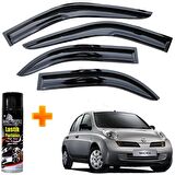 Nissan Micra Mügen Cam Rüzgarlığı 2003-2010 Arası 4 Lü Takım +500ml Lastik Parlatıcı