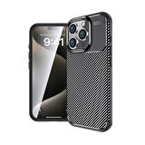 Apple İphone 16 Pro Kılıf Lopard Kamera Korumalı Karbon Desenli Negro Kapak Yüzey Kılıf