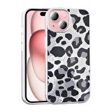 Apple İphone 14 Kılıf Parlak Desenli Silikon Mep Kapak Telefon Kılıfı Leopar-Fiyonk-Geo Desenleriyle