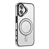 Apple İphone 16 Kılıf Pırlanta Taş Tasarımlı Magsafe Şarj Özellikli Lopard Karetta Silikon Kapak