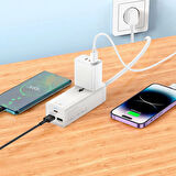 30W 2 Type-C - 1 USB-A PD Şarj Aleti, 1,5 m kablo 2500 Watt Destekli Priz Amerikan Ingiliz Fiş Dönüştürücü