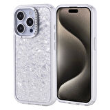 Apple İphone 15 Pro Kılıf Taşlı Tasarımlı Lopard Kapi Kapak