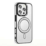 Apple İphone 16 Pro Max Kılıf Pırlanta Taş Tasarımlı Magsafe Şarj Özellikli Lopard Karetta Silikon Kapak