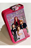 Cappi Bag Black Pink Girl Pembe 3 Fermuarlı Bölmeli Çocuk Okul Kalem Kutusu 19x11x6cm