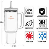 Igloo Stadler Çelik Thermo-Mug 1.2 Litre Beyaz-Pembe 12Saat Sıcak/18Saat Soğuk Saklama