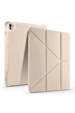 Apple iPad Air 13 Inç 2024 (A2898-A2899) Uyumlu Kılıf 3 Farklı Stand Kalemlikli Tri Folding Tablet Kılıfı