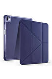 Apple iPad Air 13 Inç 2024 (A2898-A2899) Uyumlu Kılıf 3 Farklı Stand Kalemlikli Tri Folding Tablet Kılıfı