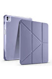 Apple iPad Air 13 Inç 2024 (A2898-A2899) Uyumlu Kılıf 3 Farklı Stand Kalemlikli Tri Folding Tablet Kılıfı
