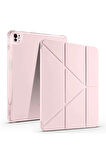 Apple iPad Air 13 Inç 2024 (A2898-A2899) Uyumlu Kılıf 3 Farklı Stand Kalemlikli Tri Folding Tablet Kılıfı