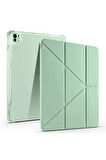 Apple iPad Air 13 Inç 2024 (A2898-A2899) Uyumlu Kılıf 3 Farklı Stand Kalemlikli Tri Folding Tablet Kılıfı