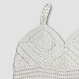 Uretti - Yıldız 7202 - El Örgüsü Crop Büstiyer Bikini Üstü Motif - Beyaz