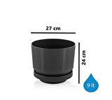 Omnipazar SO-S284 Dekoratif Tabaklı Lüks Çizgi Desenli Saksı 9 Litre