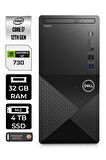 DELL VOSTRO i7 12700 32GB RAM 4TB SSD GT730/4GB W11PRO N7598VDT3910 MASAÜSTÜ PC & PER4 BELLEK