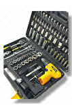 Korumalı Çelik Şanzuman Şarjlı Matkap 108 Pcs Crv Çeliği Profesyonel Parlak Lokma Takımı