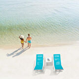 Omnipazar SY-2534 Beyaz-Turkuaz Royal Fileli Lüks Şezlong 2'li Set