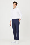 Erkek Lacivert Slim Fit Dar Kesim Esnek Klasik Pantolon