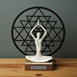 Veraart Işıklı Kişiselleştirilebilir Sri Yanta Yoga Yapan Kadın Biblo Gece Lambası Dekoratif Obje  Siyah 