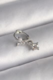 316L Çelik Gümüş Renk Zirkon Taşlı Kelebek Model Sallantı Detay Tragus Piercing