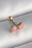 316L Çelik Gold Renk Pembe Fiyonk Model Tragus Piercing